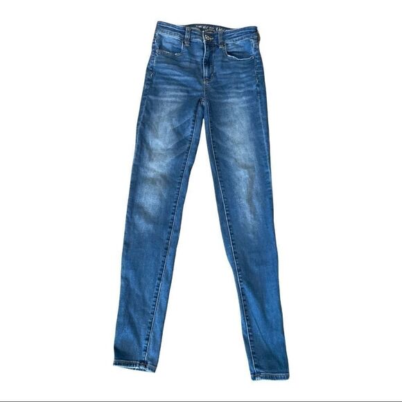 American Eagle | AE Medium Wash Next Level Stretch Hi-Rise Jegging | 6 Long - Picture 4 of 9